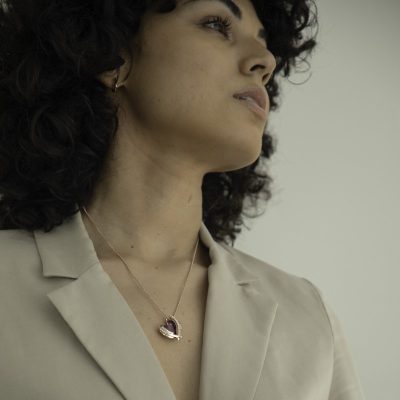 Goldplated Swarovski Hart Paars