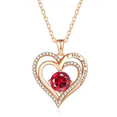Gold Plated Swarovski dubbele hart ketting rood