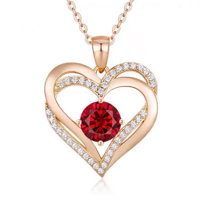 Gold Plated Swarovski hart ketting rood