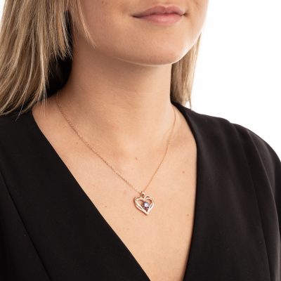 Gold Plated Swarovski hart ketting paars