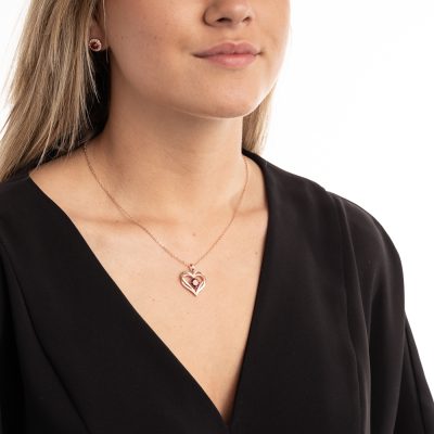 Gold Plated Swarovski hart ketting rood